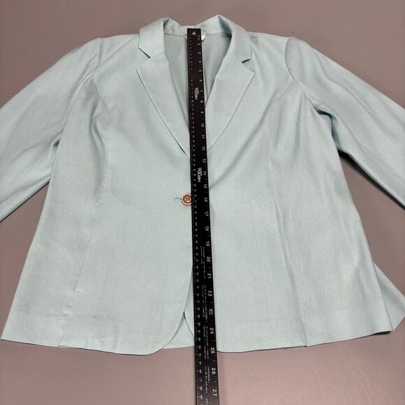 J. Jill Love Linen Aqua Blazer Size M - Picture 3 of 9
